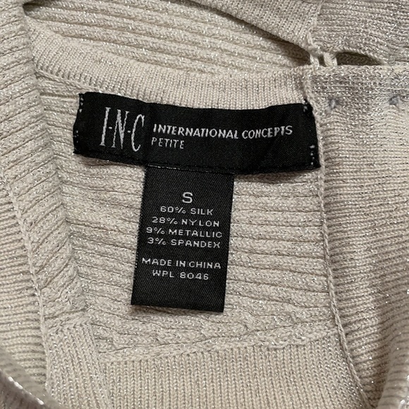 Ivory silk blend tank top with shimmer - Picture 4 of 4